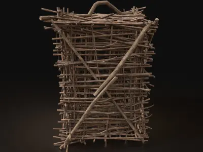 Next Gen AAA Animal Cage made of sticks Low-poly 3D model