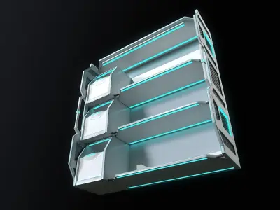 Sci-fi Closet Shelf type 4 Low-poly 3D model