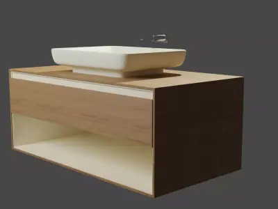 Villeroy wooden box with pot 3D model