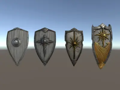 PBR Fantasy Weapons Shields Low-poly 3D model