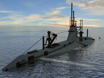 HMS A 13 Sub Low-poly 3D model