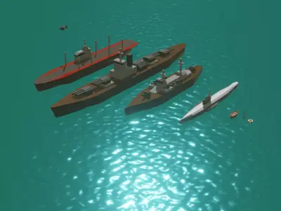 Warships Asset Pack Low Poly Low-poly 3D model