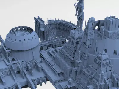 Ancient Egyptian Gods Halls Arena City 4  3D model