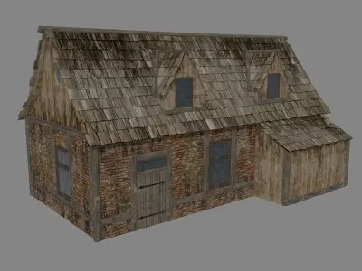 Medieval House low poly 3d model Low-poly 3D model