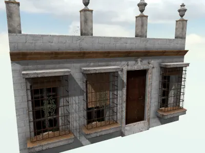 Old High-Quality 3D Colonial House Low-poly 3D model