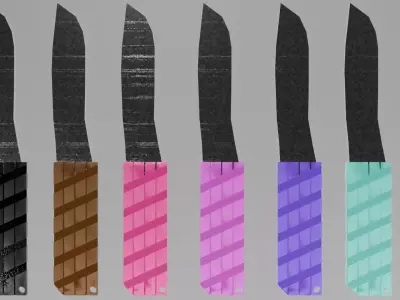 Knife Bundle - 13 Colors - Game Ready Low Poly PBR Pack Low-poly 3D model