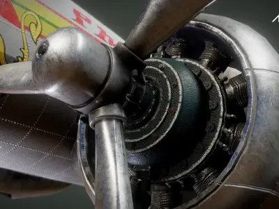 Douglas DC-3 Ethiopian Aircraft Low-poly 3D model