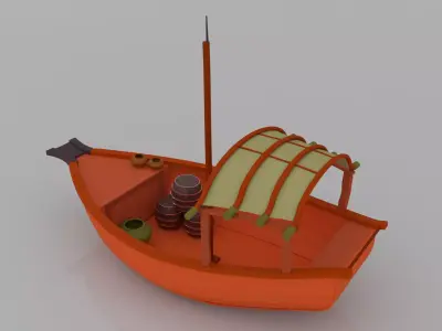ship cartoon Low-poly 3D model