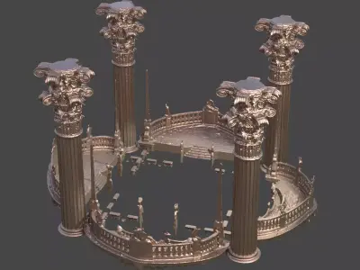 Medusa Pillar exterior halls 2 3D model