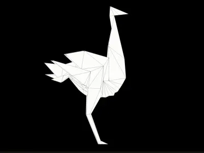 Ostrich in Origami style Free low-poly 3D model