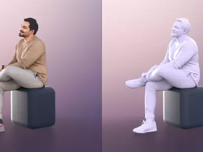 Sahir 11015 Mediterranean Man Sitting Free low-poly 3D model