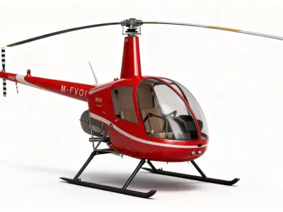  Low-Poly Quad Topology Helicopter Robinson R22 3D model