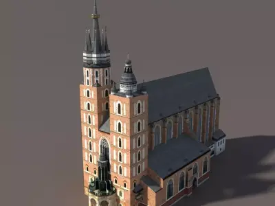 Church St Maria Low poly model Low-poly 3D model