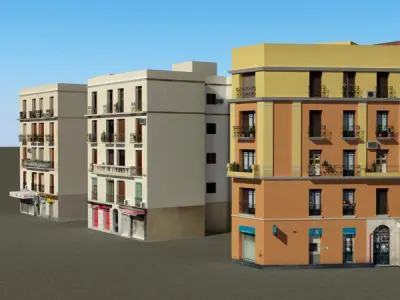 Building Collection 57-60 Low-poly 3D model