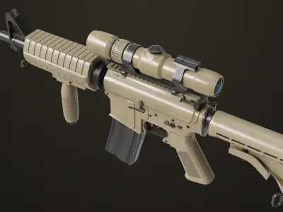 Machine Gun09 Brown All PBR unity UE Textures Low-poly 3D model