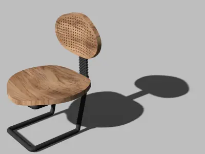 Fancy 3d Wooden chair as Furniture and interior modeling Free low-poly 3D model