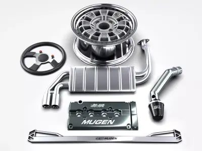 Mugen Civic Aftermarket parts Bundle set 3D model