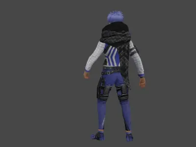 Cyber X 2 character in futuristic outfit Low-poly 3D model