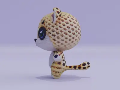 Amigurami Cheetah Fluffy Yarn Toy Low-poly 3D model