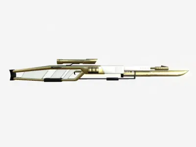 SciFi Sniper Gunblade A05 Golden - Fiction Weaponry Low-poly 3D model