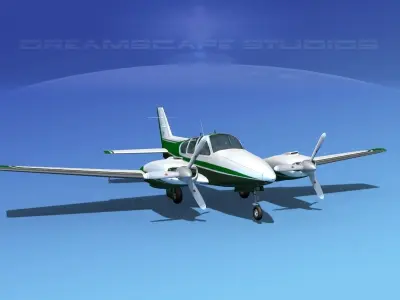 Beechcraft B55 Baron V02 3D model