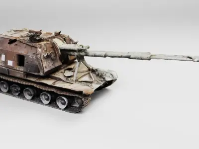 Destroyed 2S19 Msta 152 mm self-propelled howitzer 3D model