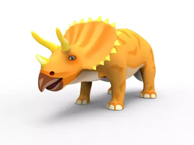 3D Cartoon Triceratops Dinosaur Rigged  Animated  Low-poly 3D model