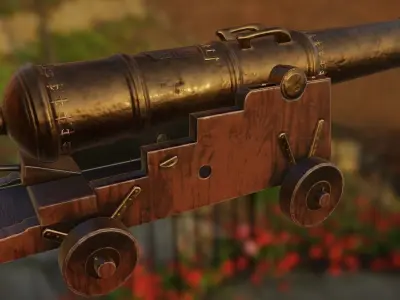 Spanish royal navy cannon Low-poly 3D model