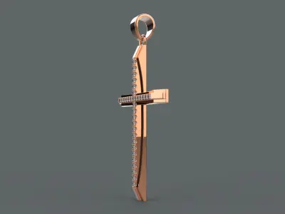 cross with diamonds 3D print model