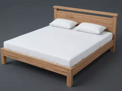Simple Bed 3D Model  Low Poly Furniture  Game  Interior Ready Free low-poly 3D model