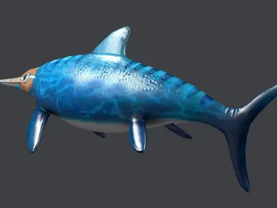 Ichthyosaur ichthyosaurus giant lizard fish marine dinosaur 3D model