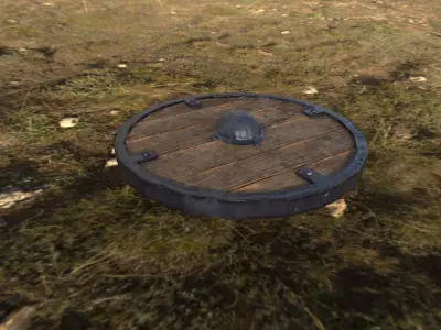 Stylized viking shield Low-poly 3D model