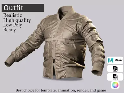 Bomber Jacket - Game Ready Outfit Low-poly 3D model