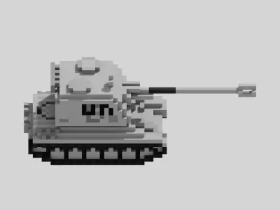 AMX AuF1 Tank Voxel UN Version Low-poly 3D model