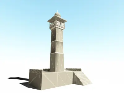 MiddleEast Arabic Minaret Islamic Mosque Beacon Free low-poly 3D model