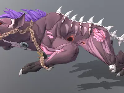 HYBRID Monster Double Head Hyena Dog Multi Attak 3D model