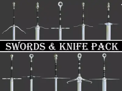 Swords and Knife Pack 16 Models Low-poly 3D model