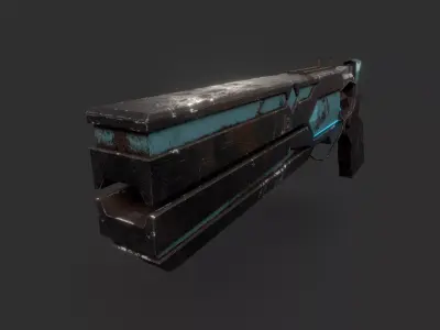 Cyberpunk Revolver - Sci-Fi Railgun Low-poly 3D model