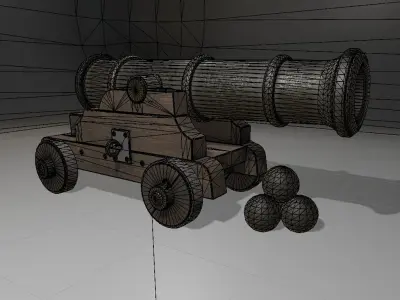 Pirate cannon Low-poly 3D model