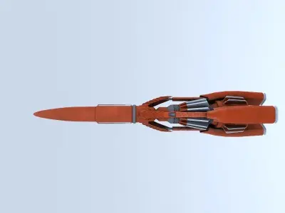Thunderbird orange missile flying in sky Low-poly 3D model
