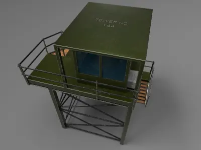 Military Watch Tower - Low Poly - Game Ready Low-poly 3D model
