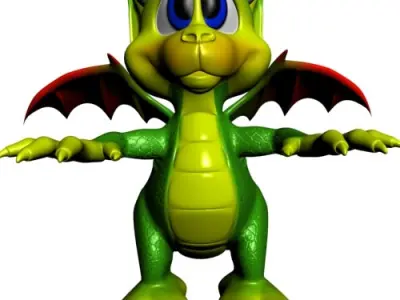 Cute Cartoon Dragon RIGGED Low-poly 3D model