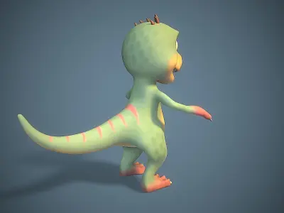 Cartoon young dinosaur Low-poly 3D model