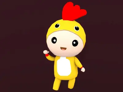  Chibi Chicken Animated For Games Free low-poly 3D model