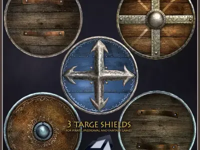 3 Targe Shields Low-poly 3D model