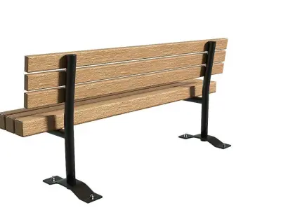 Bench 7 wooden Low-poly 3D model