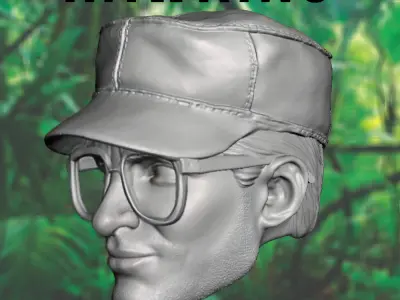 Hawkins 3D Printable Head Sculpt with MP5 Gun 3D print model