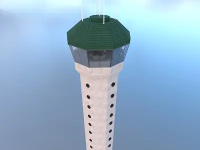 Airport Control Tower Exterior and Interior 3D model