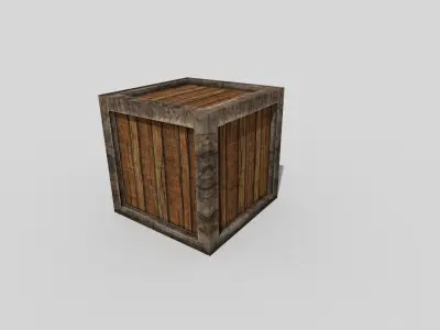 low poly wooden box Low-poly 3D model