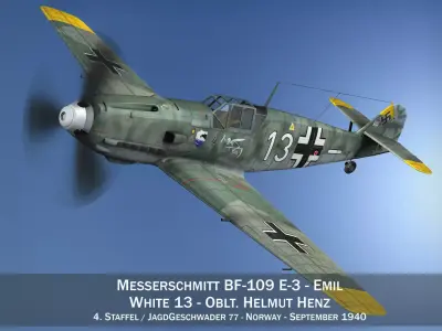 Messerschmitt - BF-109 E - White 13 3D model